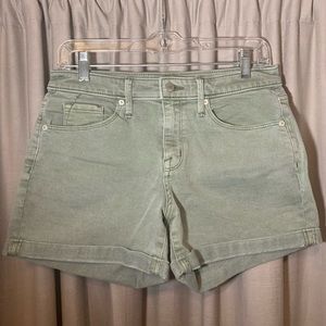 Light green denim shorts
